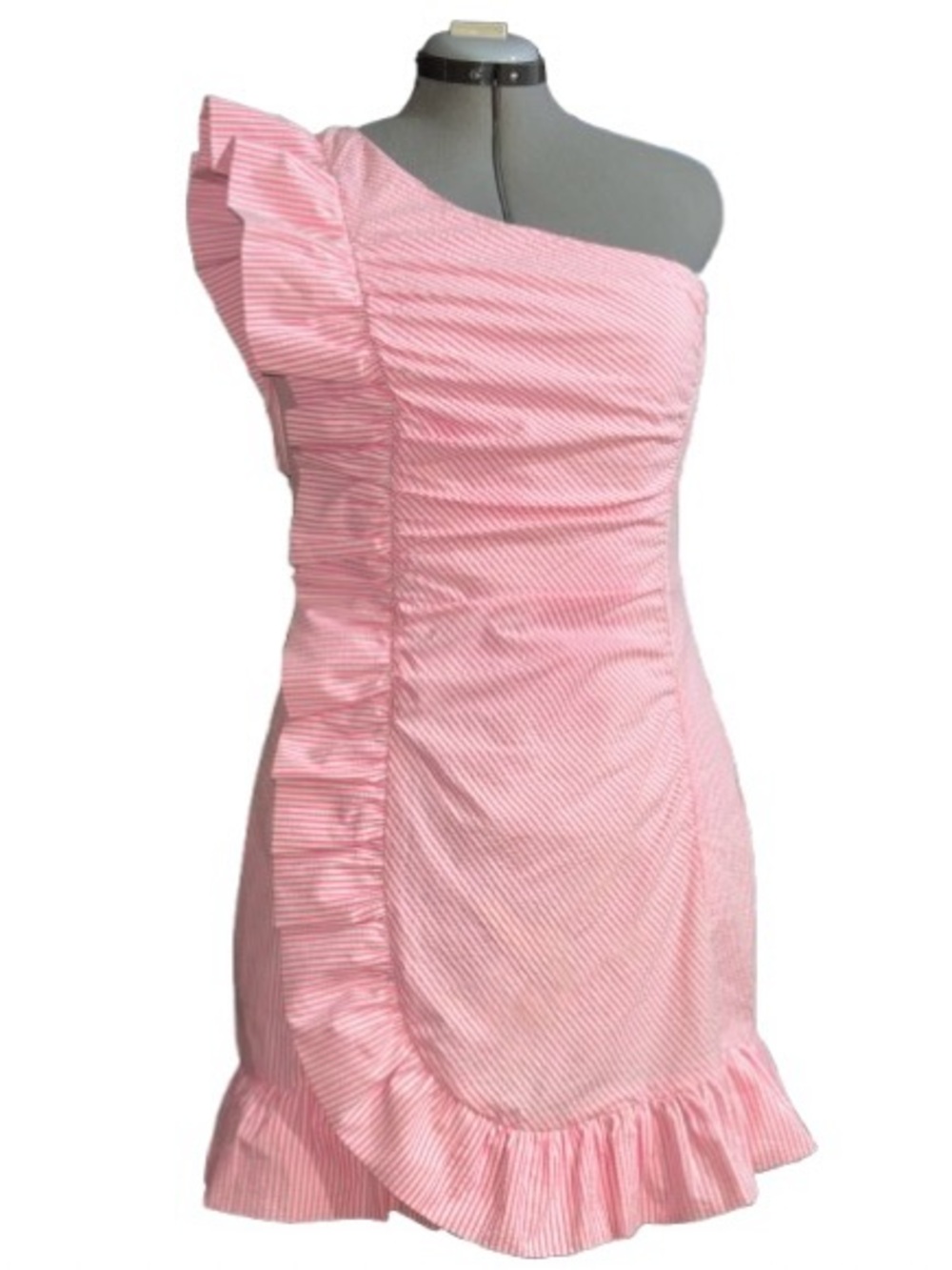 NWT Lilly Pulitzer Tiffani Seersucker dress with side ruffle Wmns Sz 14